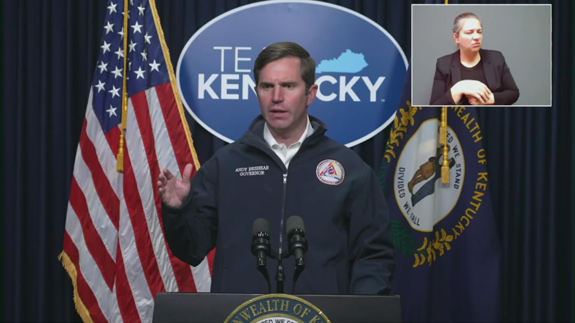 Gov. Andy Beshear was joined by other state leaders to provide an update on preparations for Thursday's winter storm.