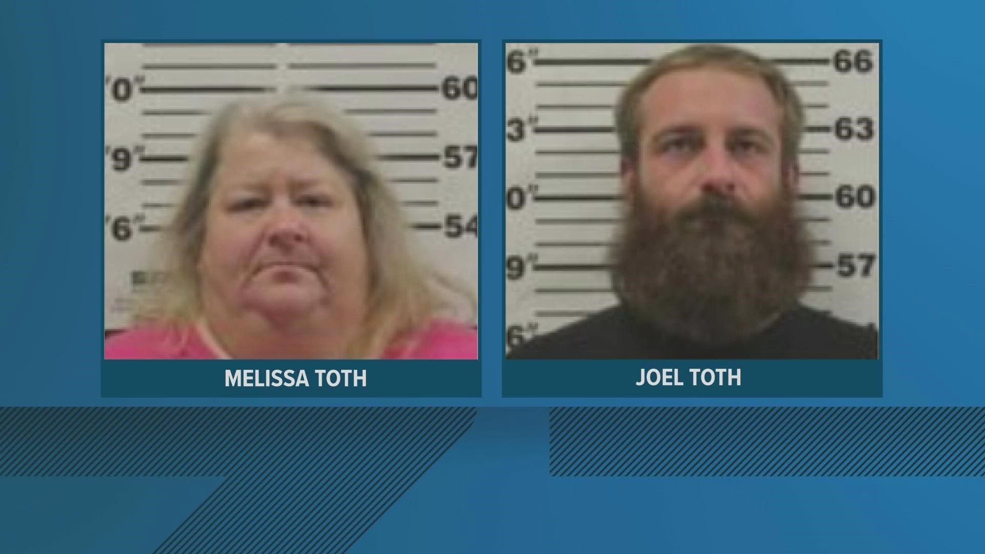 Joel Toth and his mother Melissa were arrested Friday after police said a two-year-old in their care was found wandering alone in Madison.
