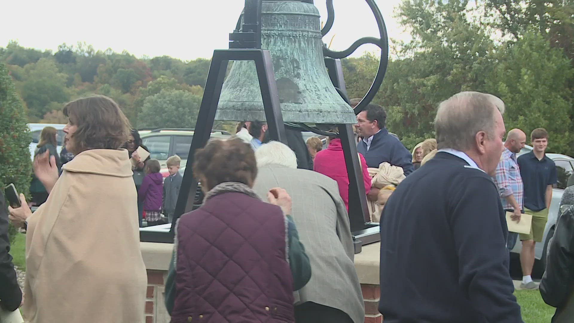 Saint Mary of the Knobs Parish dedicated this newly refurbished 100-year-old bell to celebrate the anniversary.