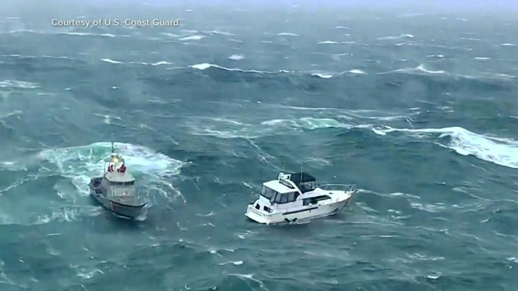U.S. Coast Guard rescues man wanted by police before massive wave capsizes boat