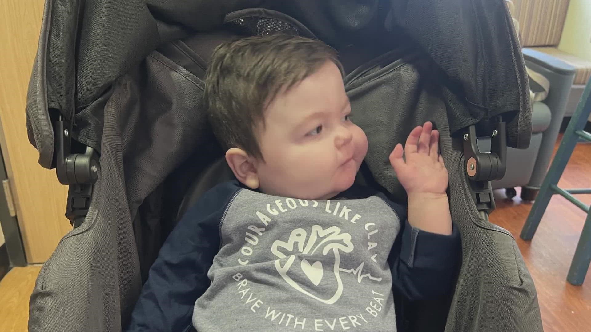 Clay Goodwin has been at the hospital for 283 days, since he was born. He suffered from four congenital heart defects and had open heart surgery at just two days old