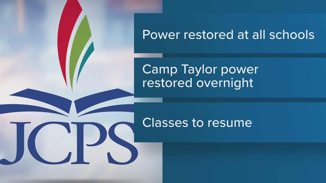 All JCPS schools open Tuesday; power restored to all schools