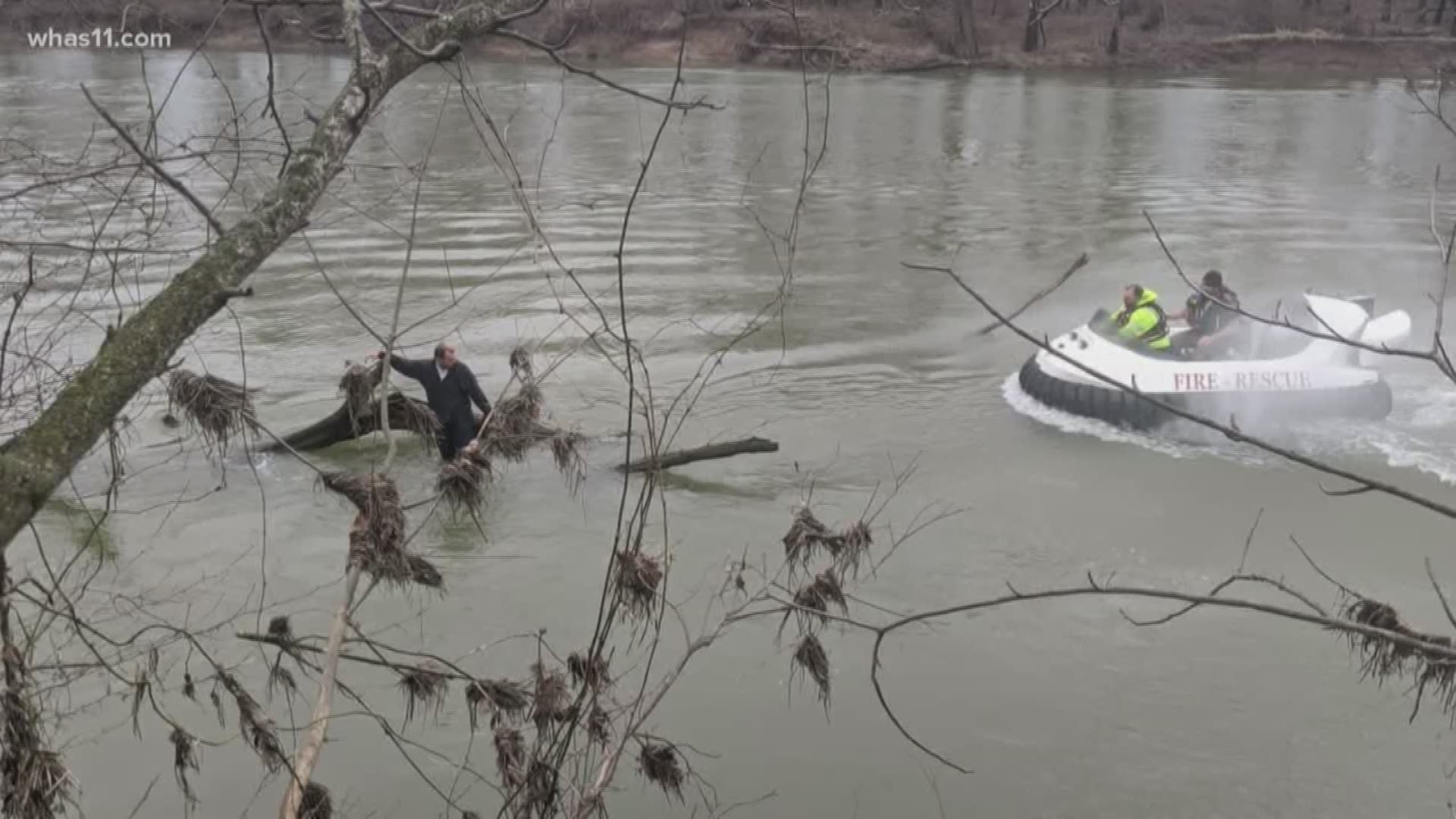 When an Indiana deputy attempted to serve a warrant, the suspect ran and jumped into the White River. The man then had to be rescued.