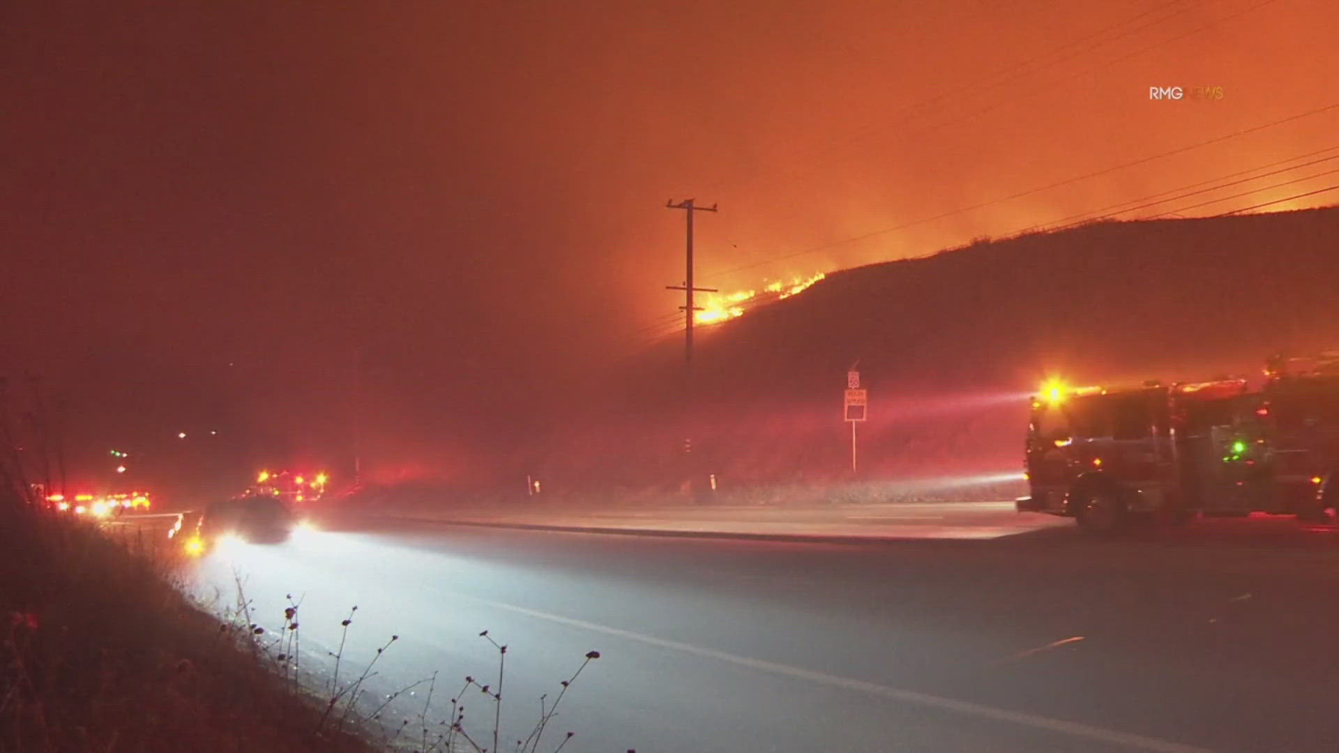 Firefighters are battling the fire on the ground and from the air.