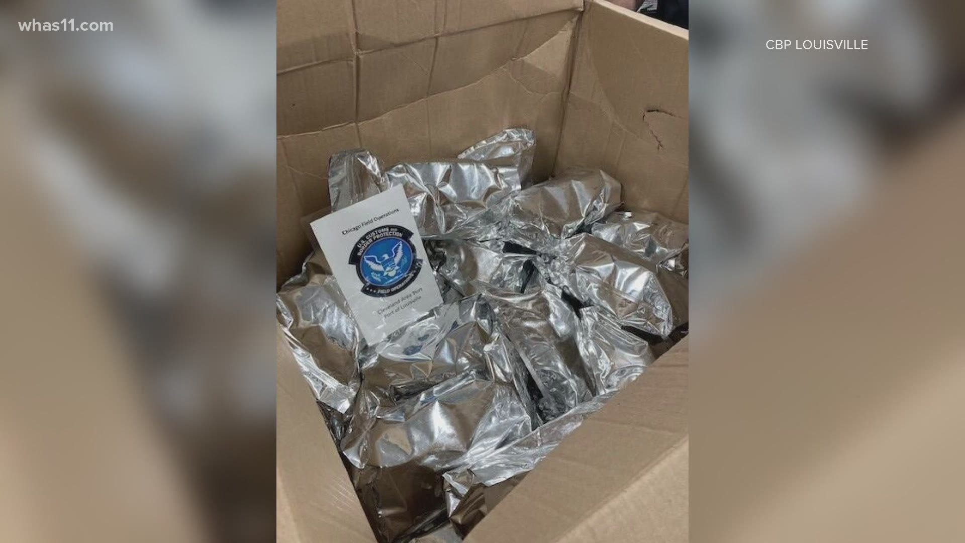 The shipment was bound for Hong Kong and originated in Mexico. Officials say the the shipment had a street value of over $2 million.