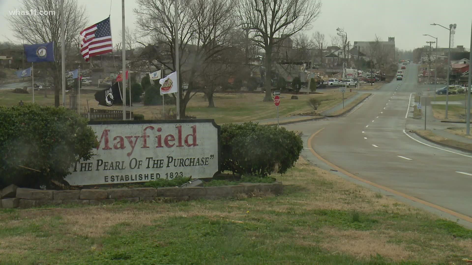 The National Guard will likely be stationed in Mayfield for months as clean-up continues.