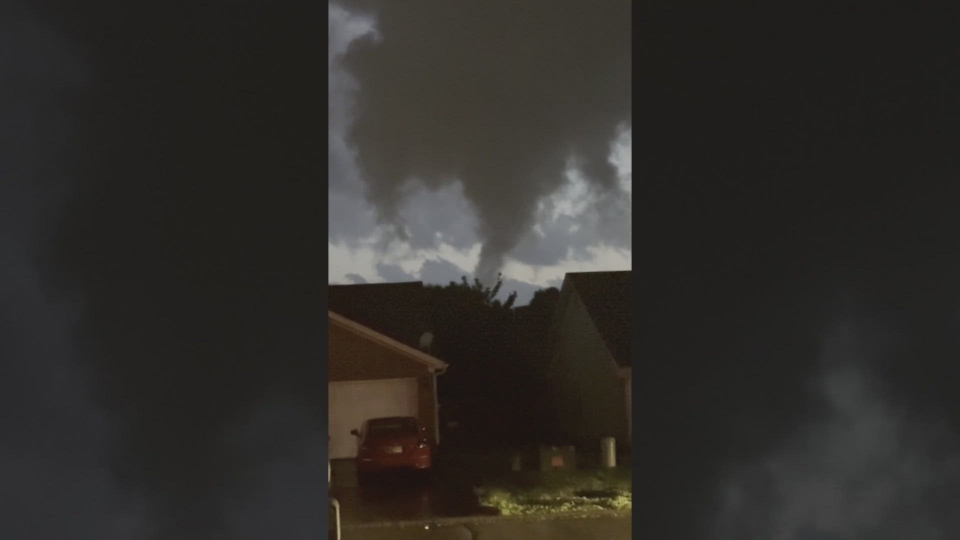 A possible tornado took shape in Perry Crossing, Indiana Tuesday night.