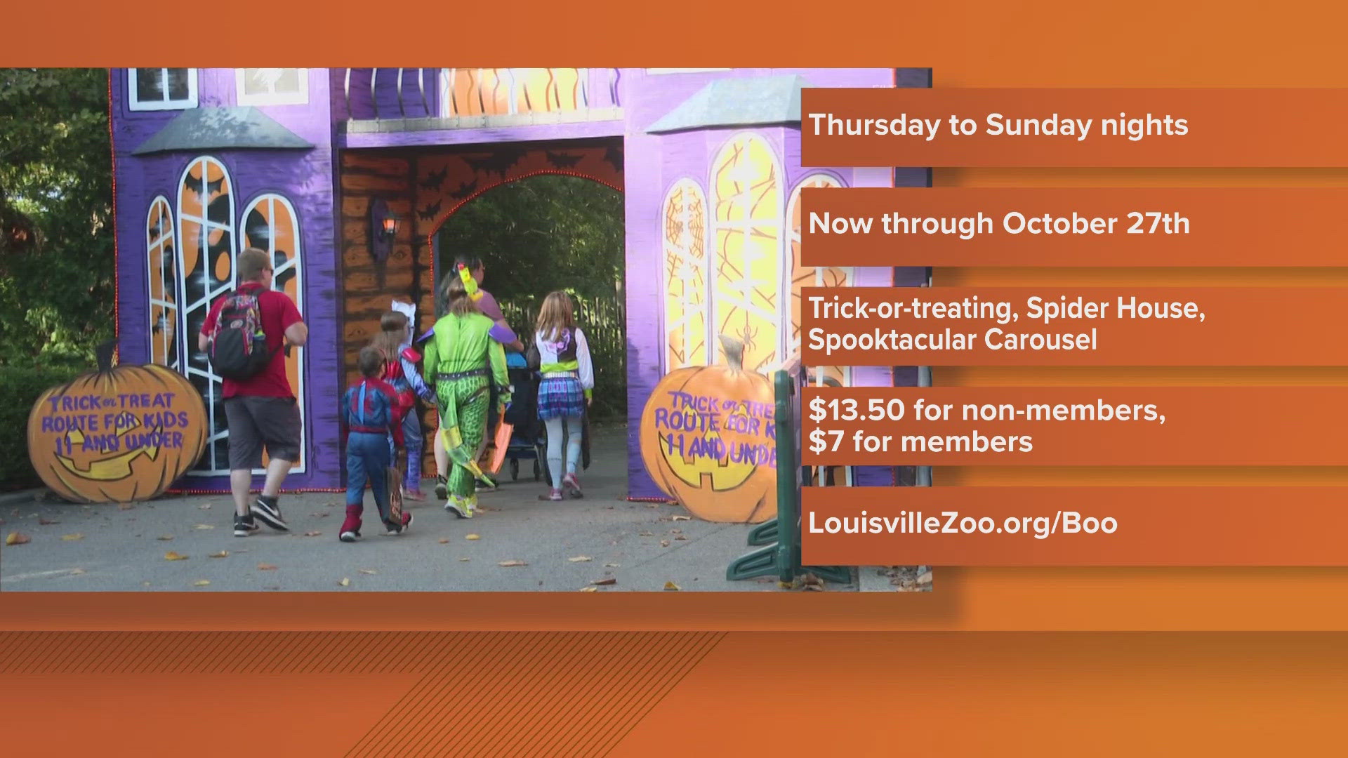 Every year, the Louisville Zoo hosts "Boo at the Zoo," where entire families can dress up and have fun for Halloween.