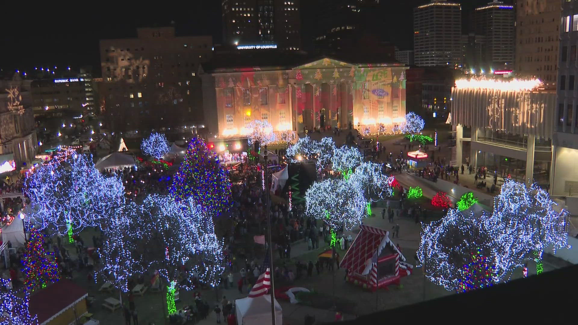 This year's Light up Louisville was expected to be bigger and better than ever before with the usual shopping, eating, and drinking, but with an all new drone show.