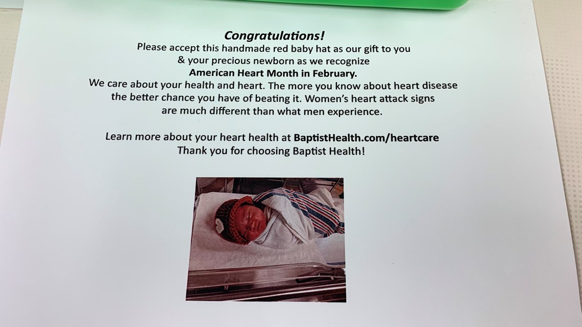 Newborns at Baptist Health Louisville receive red hats in honor of