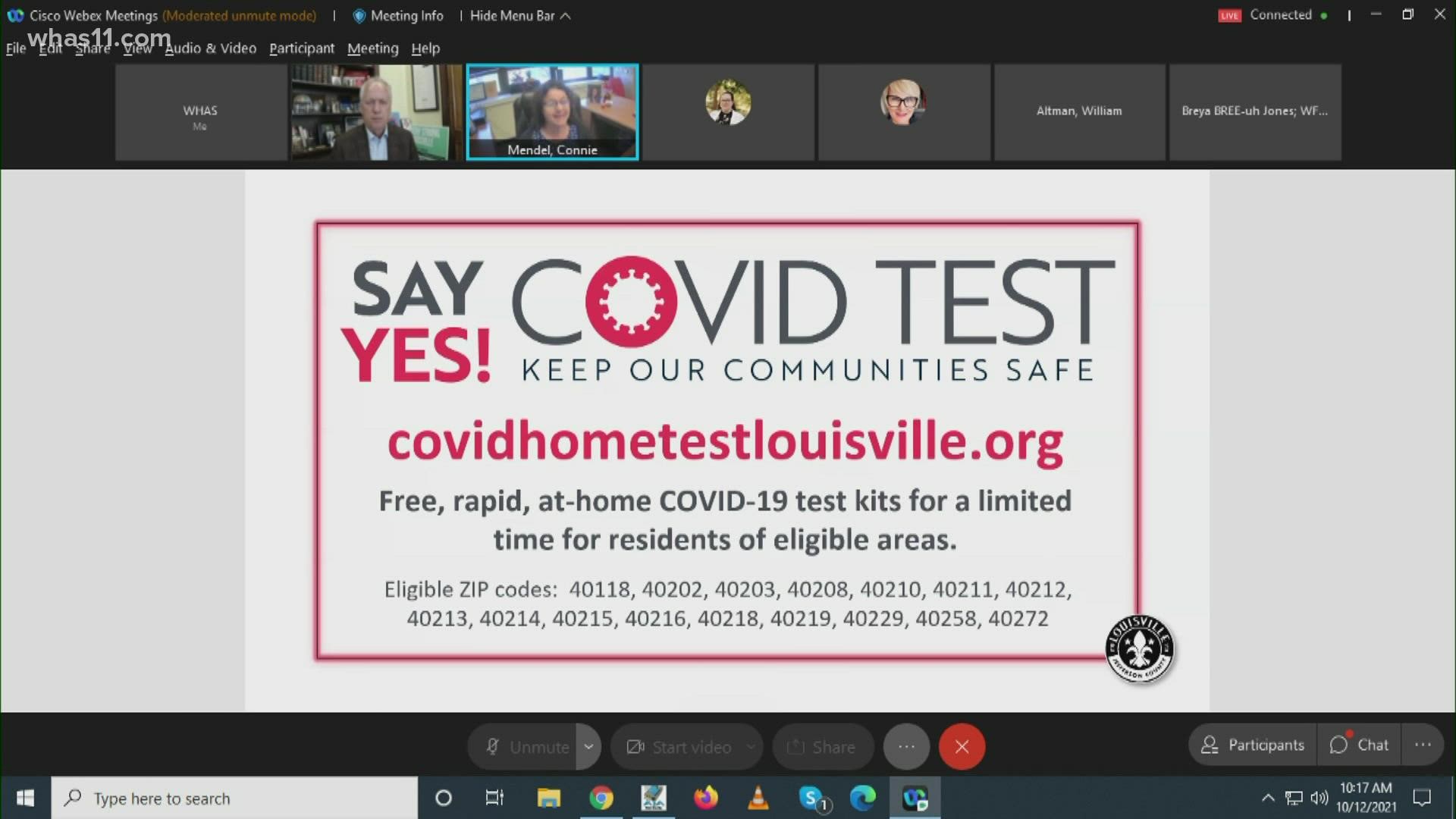 Louisville city officials to launch a new COVID-19 home testing program in specific zip codes.