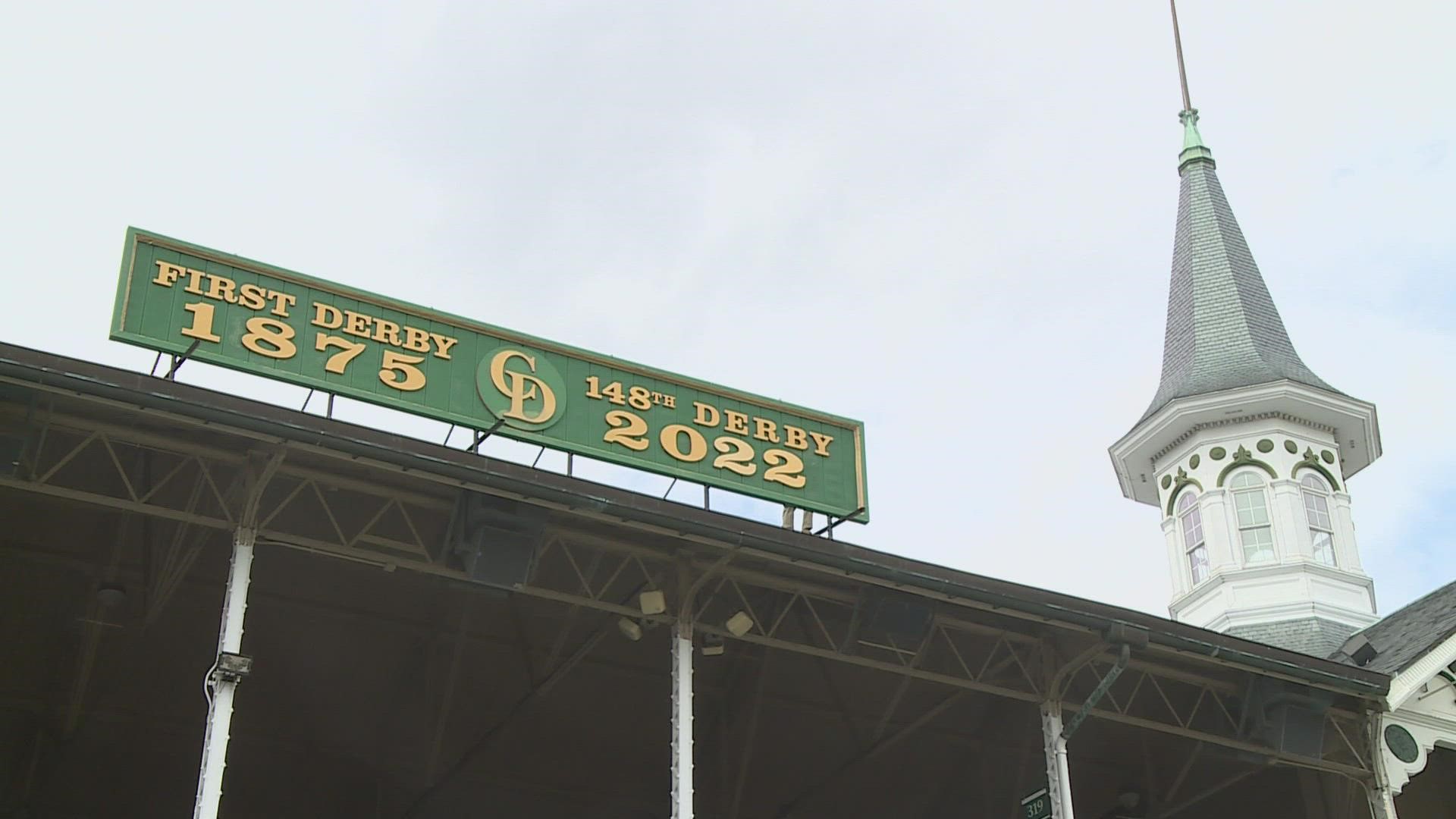 Churchill Downs changed their grandstand sign to show this is the 148th Kentucky Derby. The derby is Saturday, May 7th.