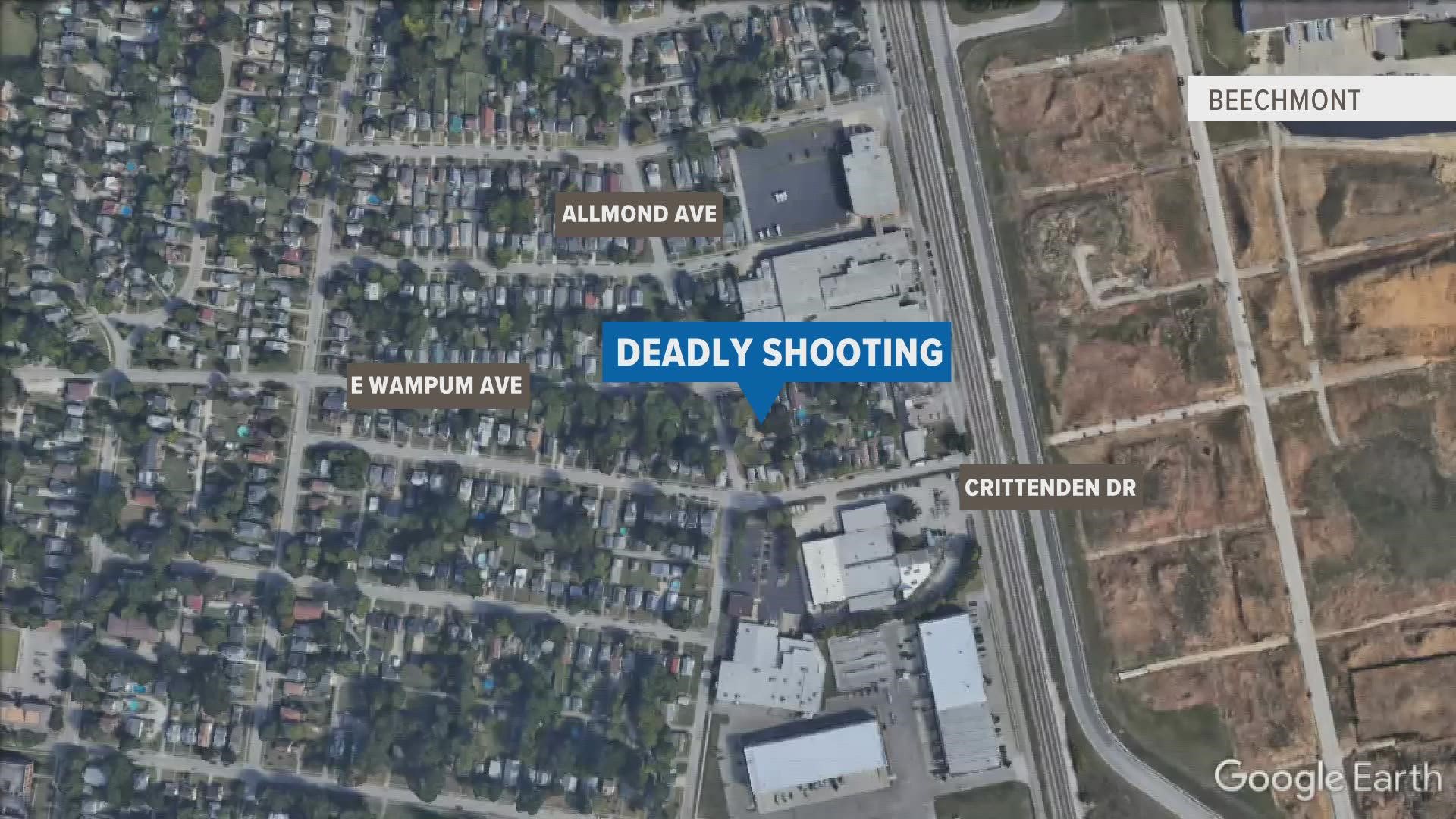 Authorities are searching for the person responsible in the shooting death of a man on East Wampum Avenue Sunday night.