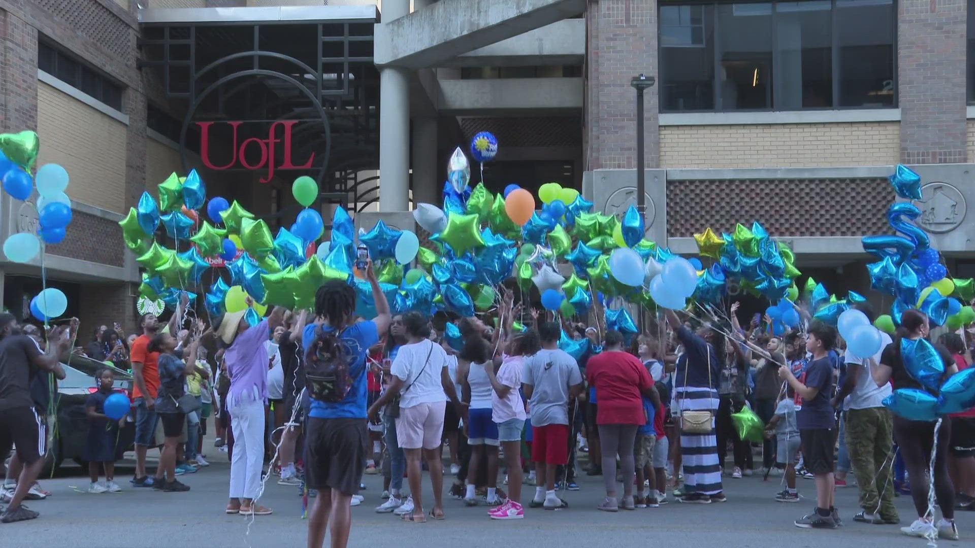 The Future Healers gathered outside Norton Children's Hospital to uplift 11-year-old Keeland Sanders and his family.