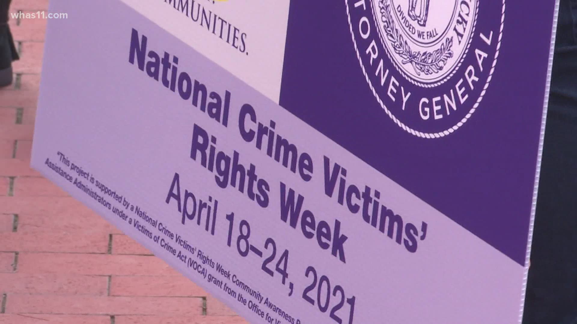 A few dozen marched around the Capitol National Crime Victims Rights week took a detour here where victims received rights thanks to lawmakers.