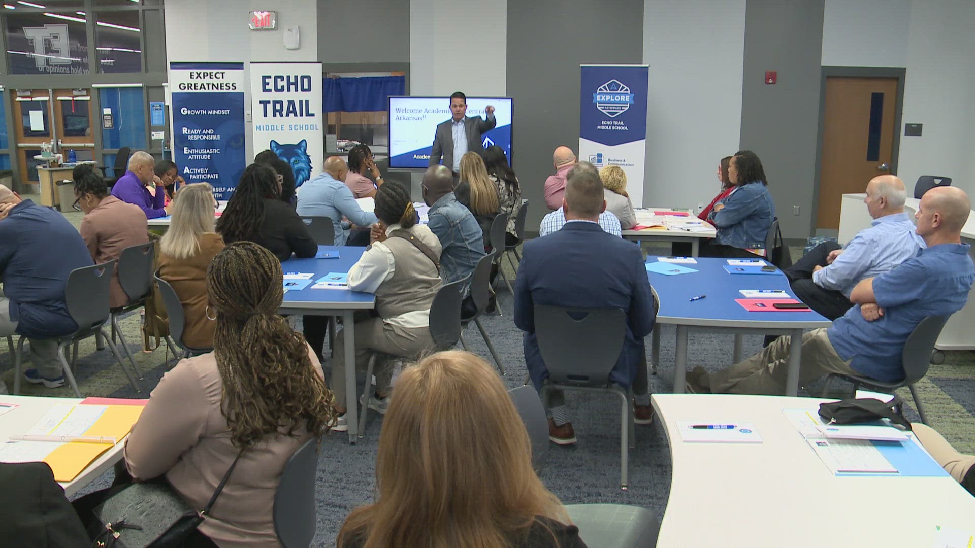 This week, about 40 officials from four Little Rock, Arkansas area school districts are in town learning about JCPS' Academies of Louisville program.