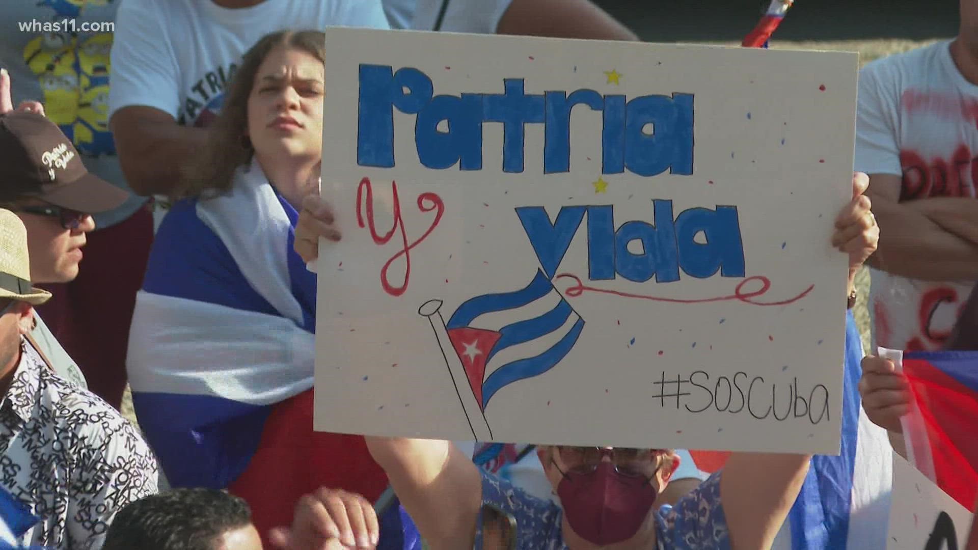 Cuban Americans held a rally in downtown Louisville, calling out Cuba for poor living conditions, blackouts and shortages of food and medicine.