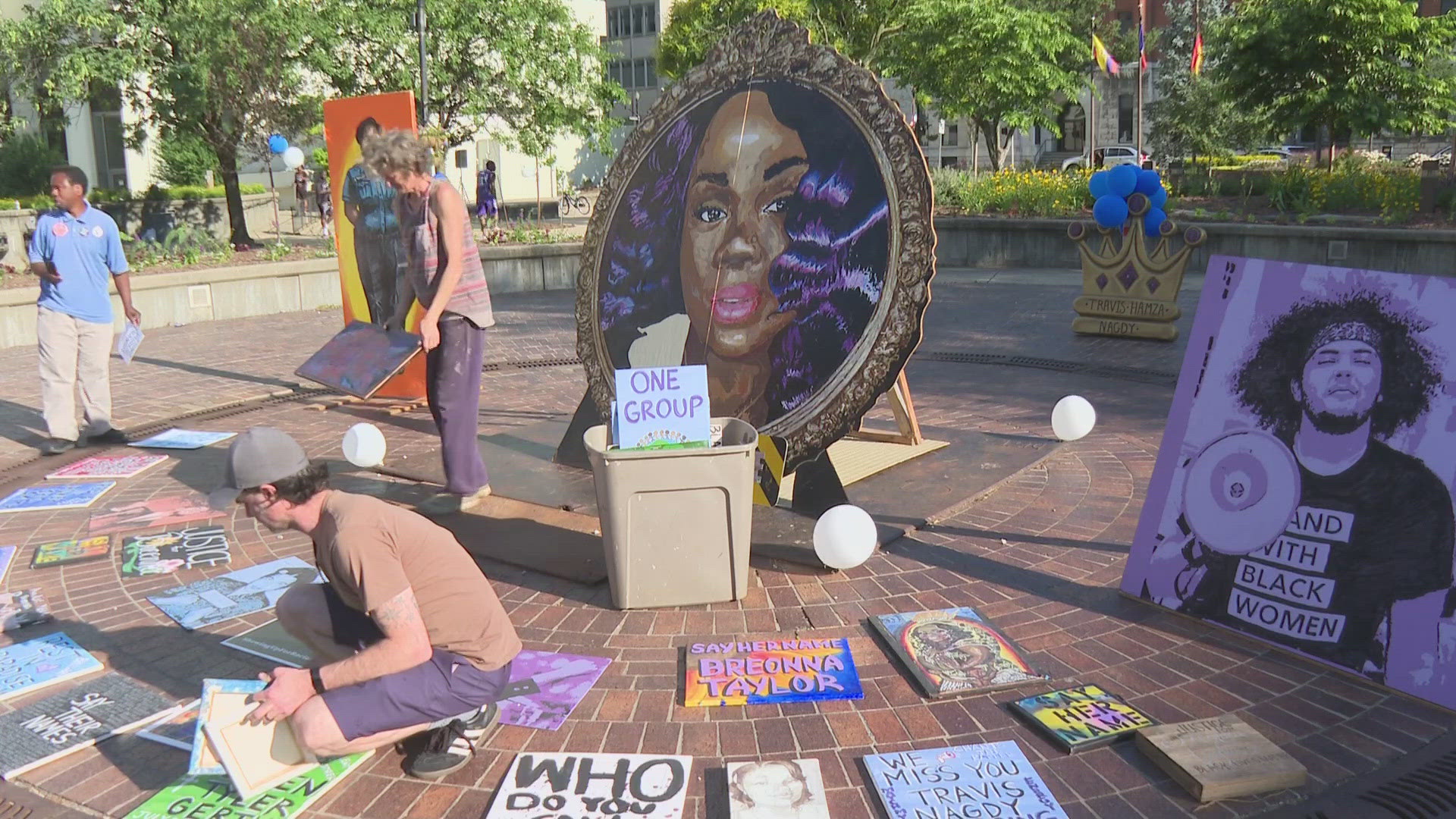 Community activists stood in the same spot where, four years ago, they first stood in protest for Breonna Taylor.