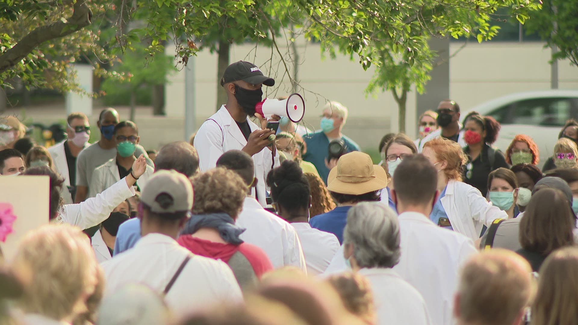 A group of Indiana doctors took to the streets to call for the end of racism and injustice.