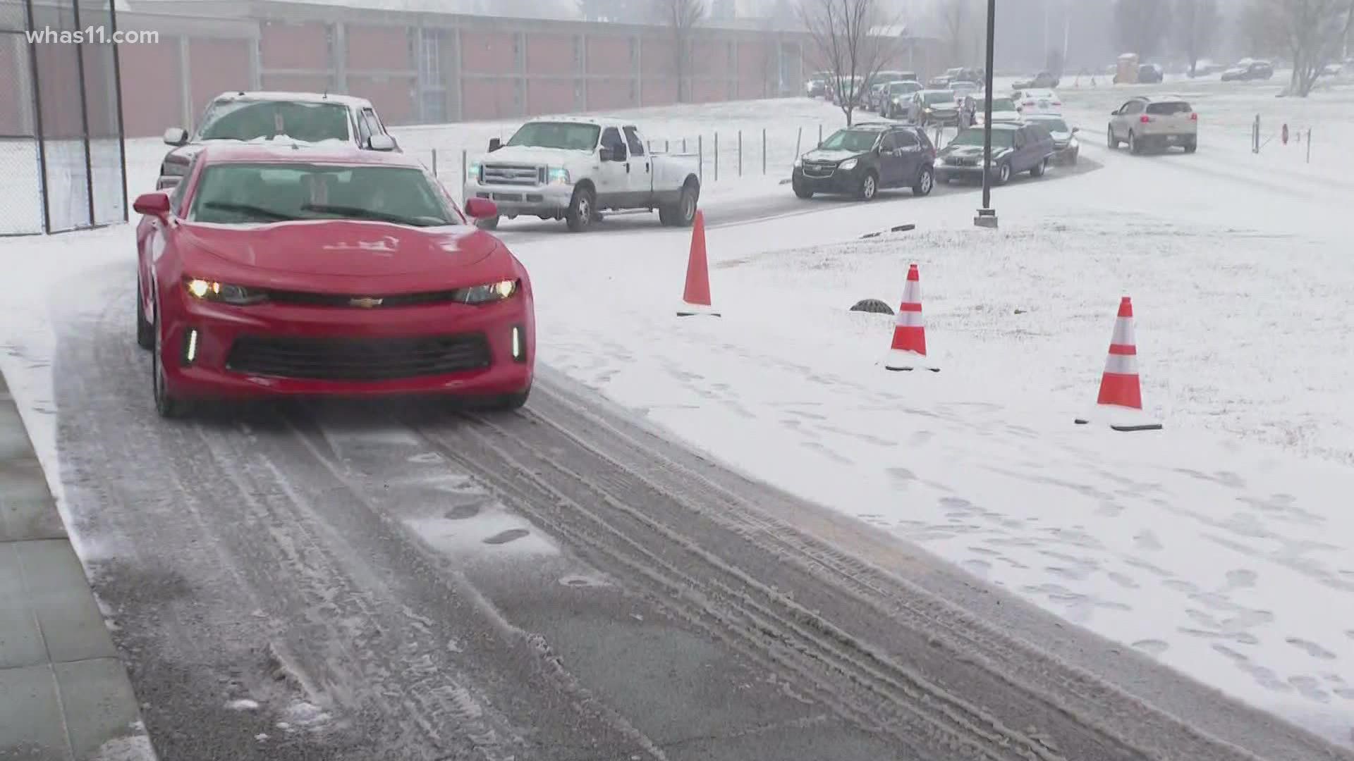 JCPS dismiss early after first snow of 2022 cause traffic headaches.