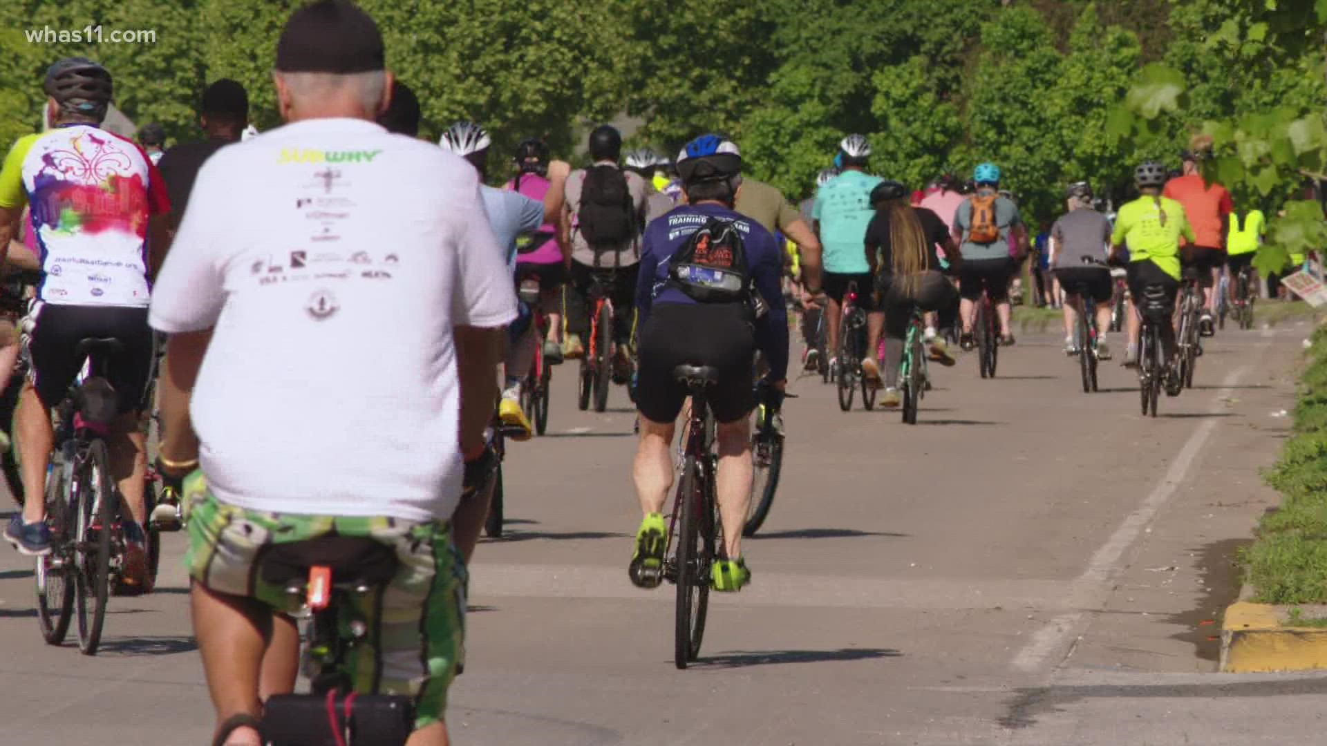 This year's event featured a 13-mile bike ride from the Boathouse Lawn to Shawnee Park, walk options and a paddle route up the river to Beargrass Creek.