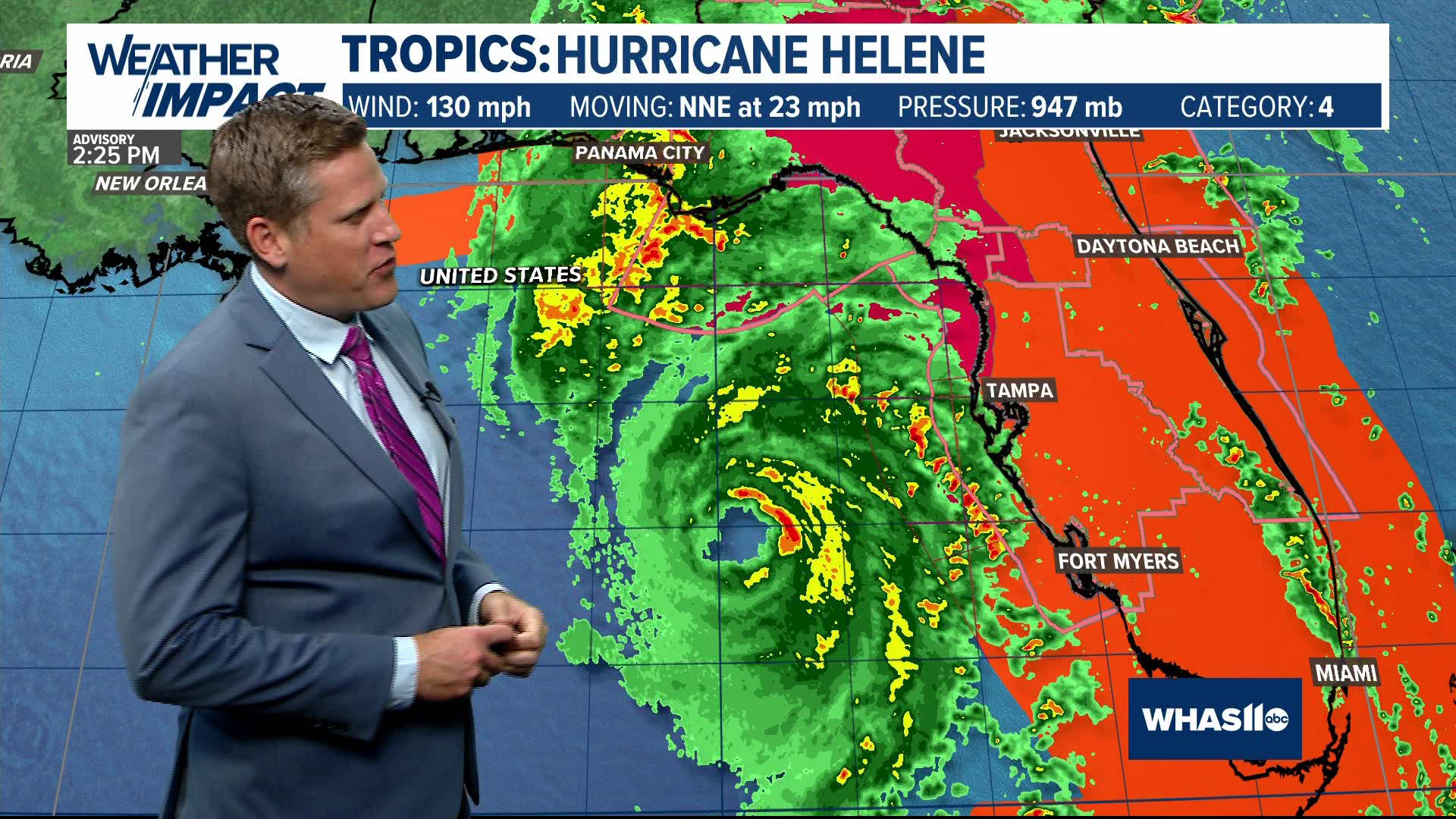 As the storm moves over Georgia, it is predicted to weaken to a Category 2 storm.