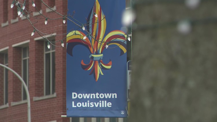 Holiday lights going up in downtown Louisville