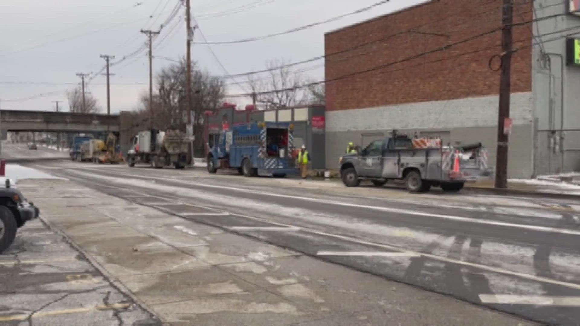 One southbound lane is being used for northbound traffic until Louisville Water can replace the concrete.