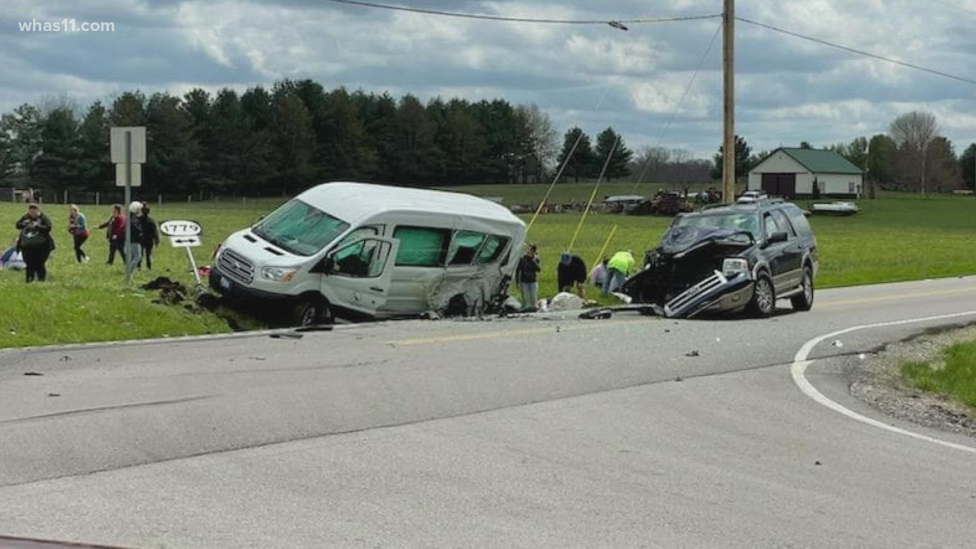 According to the Shelby County Judge Executive, it appears a car ran a stop sign, hitting a van filled with people in addiction recovery.