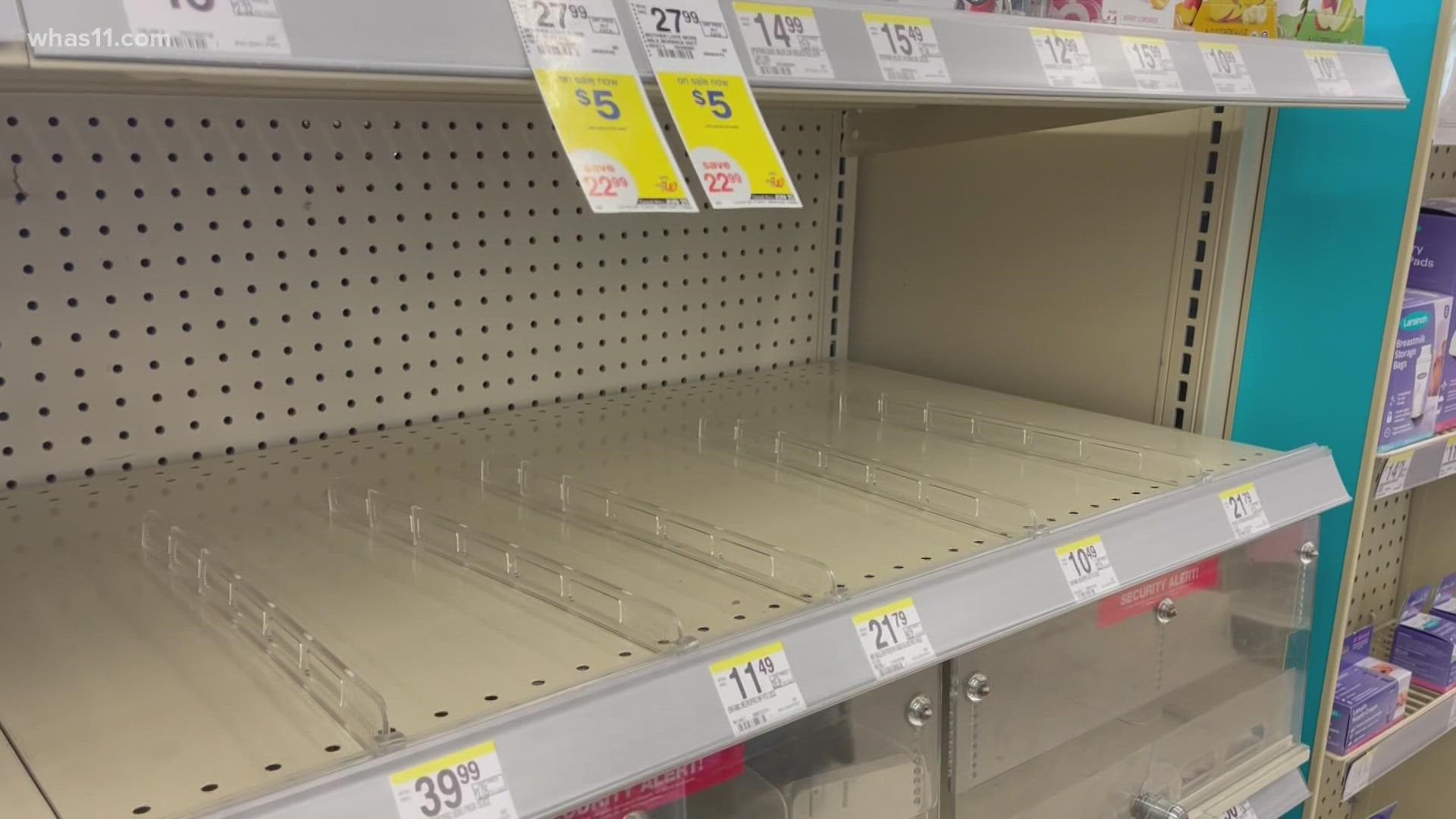 Rows and rows of empty shelves, that's what a lot of Louisville parents are finding at big box retailers as they look for baby formula.