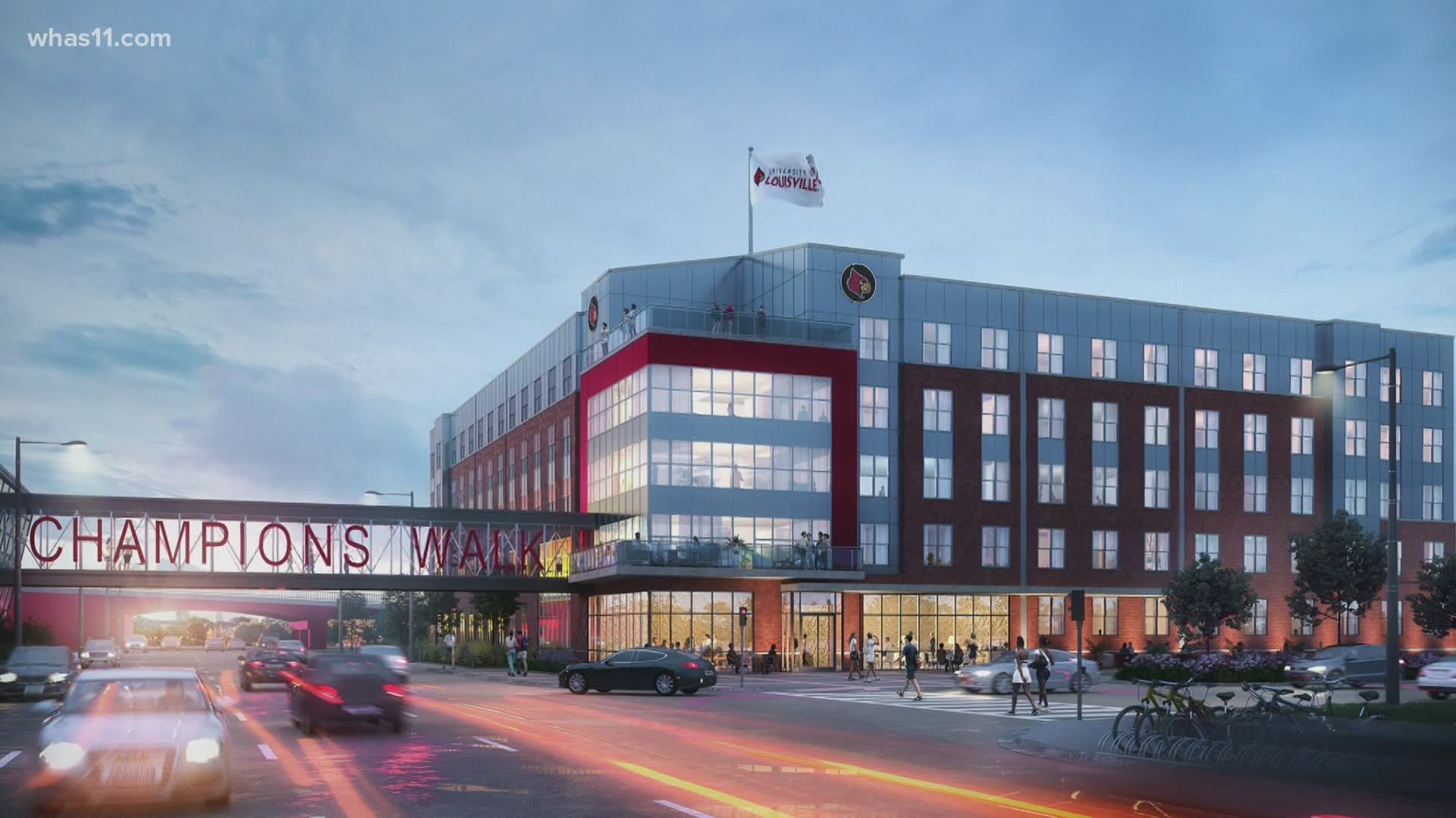 The dorm will be connected to the Planet Fitness Kueber Center by a skywalk and will house a mixture of student-athletes and non-student athletes.