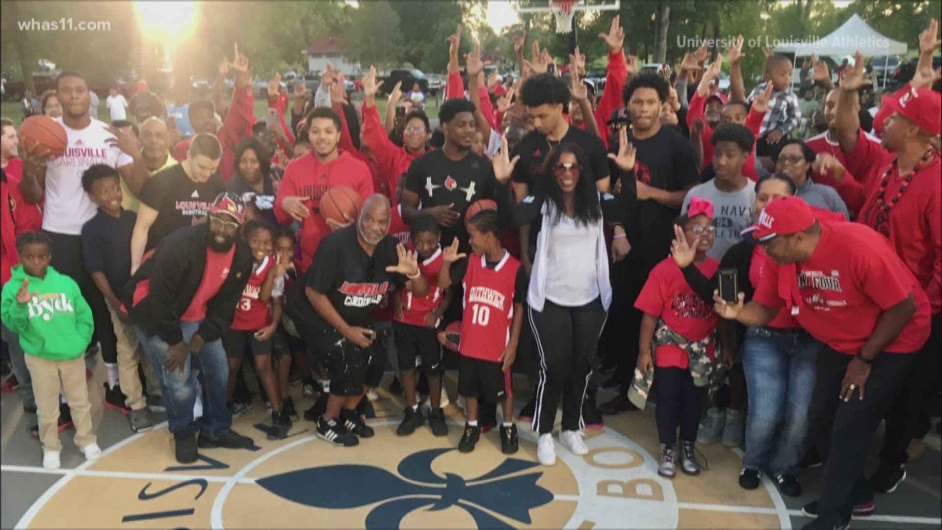 The University of Louisville men's basketball team recorded a new intro video at Shawnee Park featuring members of the community.