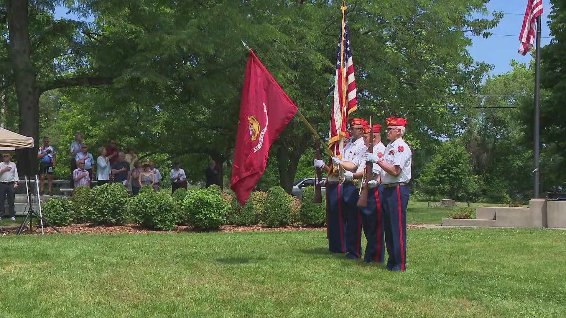 Veterans and their families gathered at the Patriot's Peace Memorial and at Zachary Taylor National Cemetery on Monday.