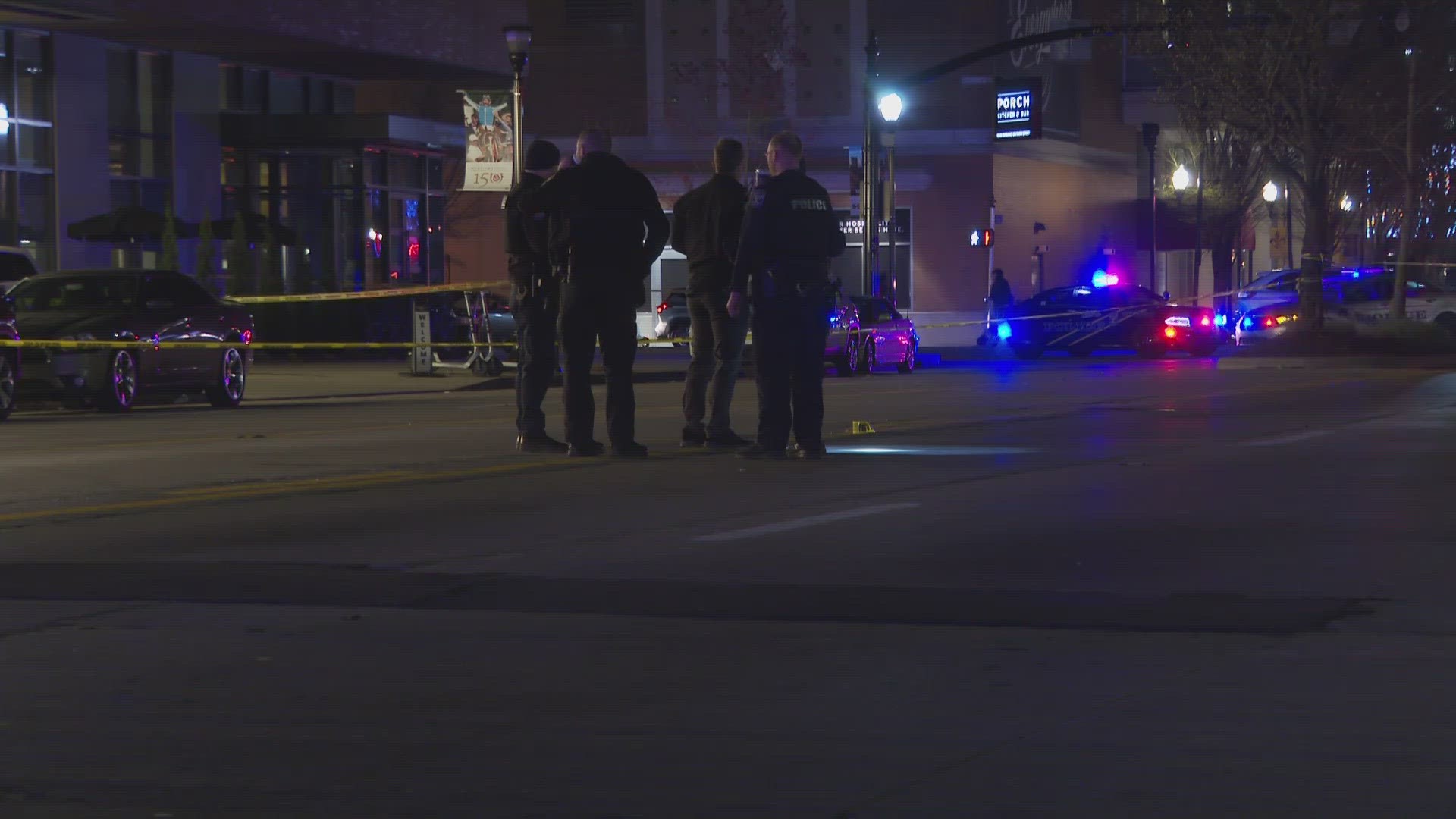 LMPD says just before 7:15 p.m. Sunday, officers responded to reports of multiple people firing guns in the middle of South 2nd Street near the Omni Hotel.