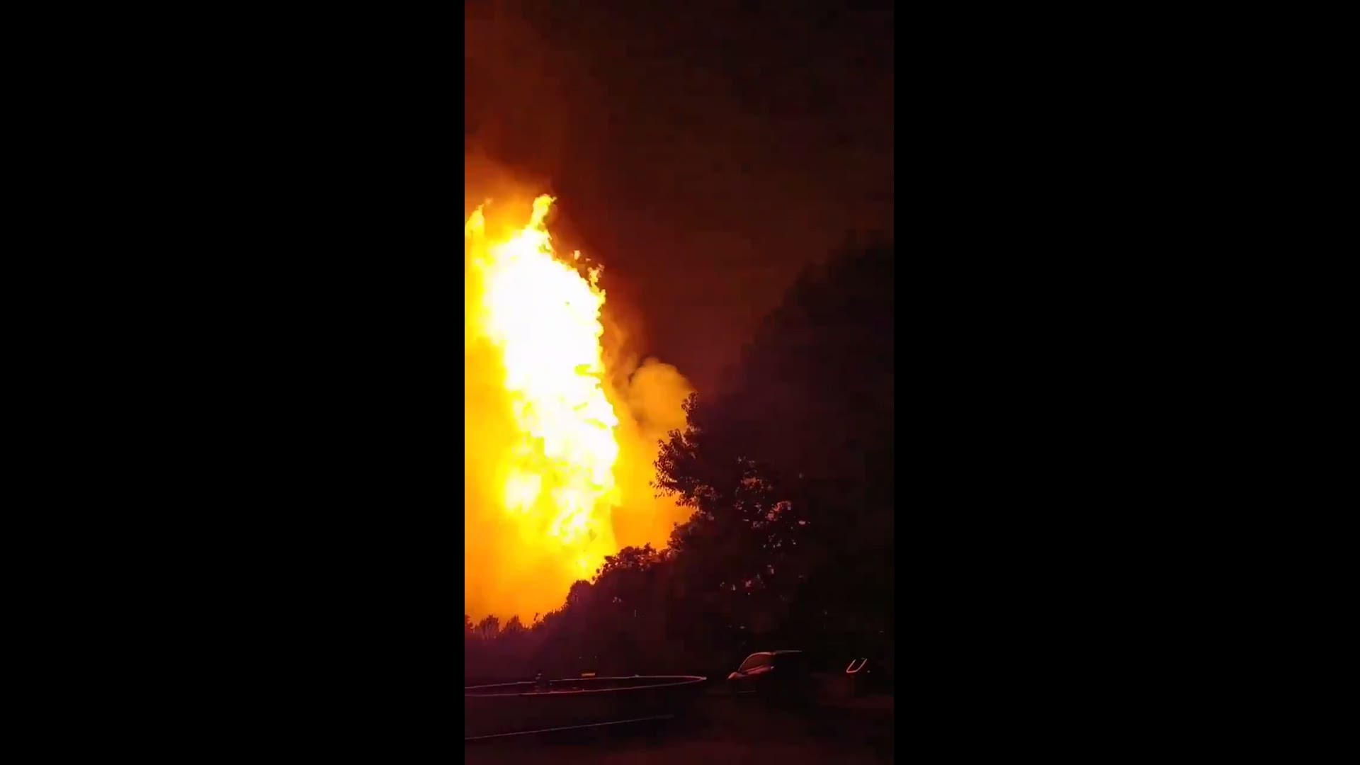 Levi Benedict shared this video of the fire after a deadly gas explosion in Kentucky on August 1.