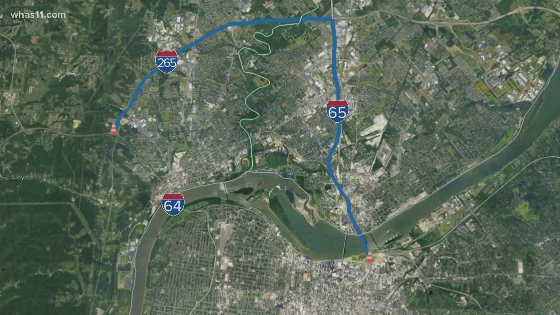 Louisville Toll Bridge Map Alternate Routes, Toll Costs During Nine-Day Sherman Minton Bridge Closure  | Whas11.Com