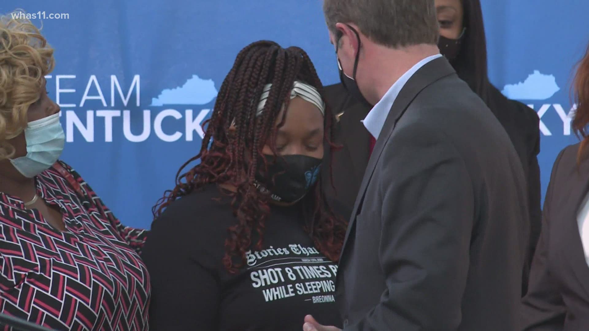 Breonna Taylor's mom and other family members were at the state Capitol when Gov. Beshear signed the No-knock warrant bill into law.