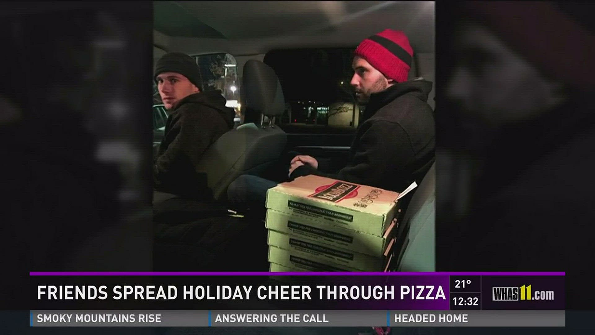 Friends spread holiday cheer through pizza