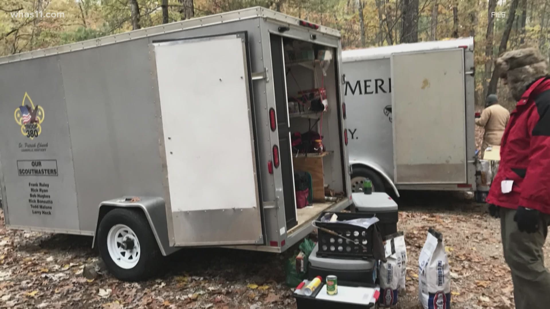 After their trailer equipped with their camping supplies was taken from a Louisville church, the troop is turning to the community for help.