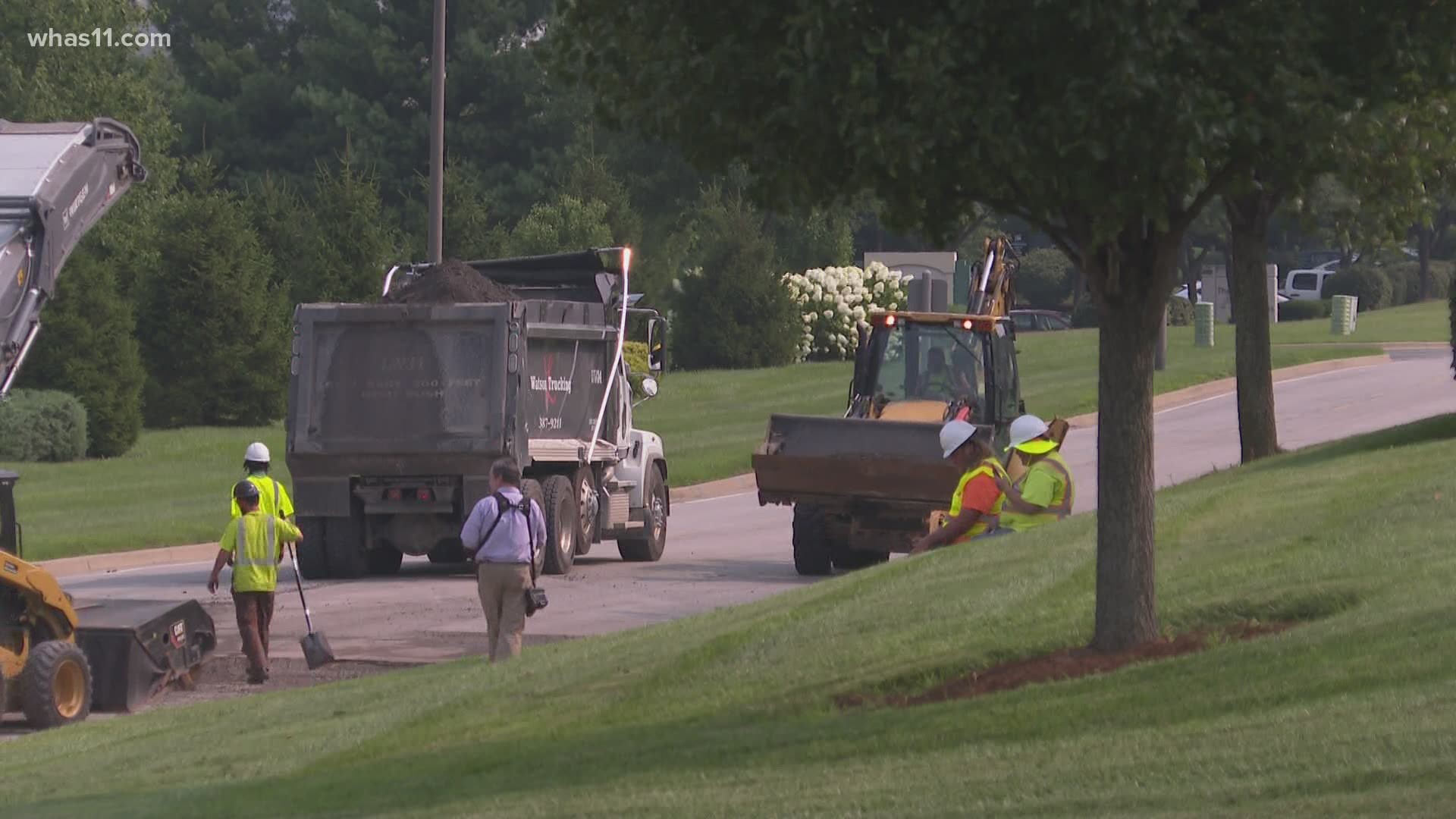 City officials gathered Tuesday to discuss the $55 million budget investment for paving and sidewalk repair in Louisville this fiscal year.
