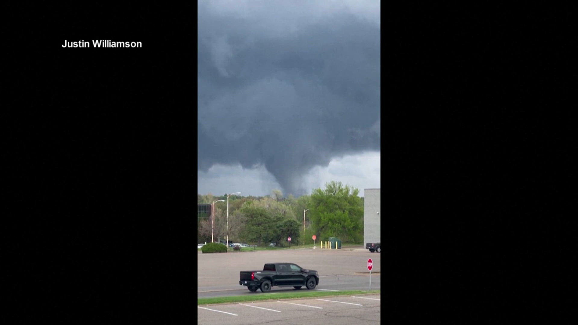A large tornado tore through Lincoln, Nebraska on April 26 setting off sirens. The footage was filmed from the parking garage at the Gateway Mall.