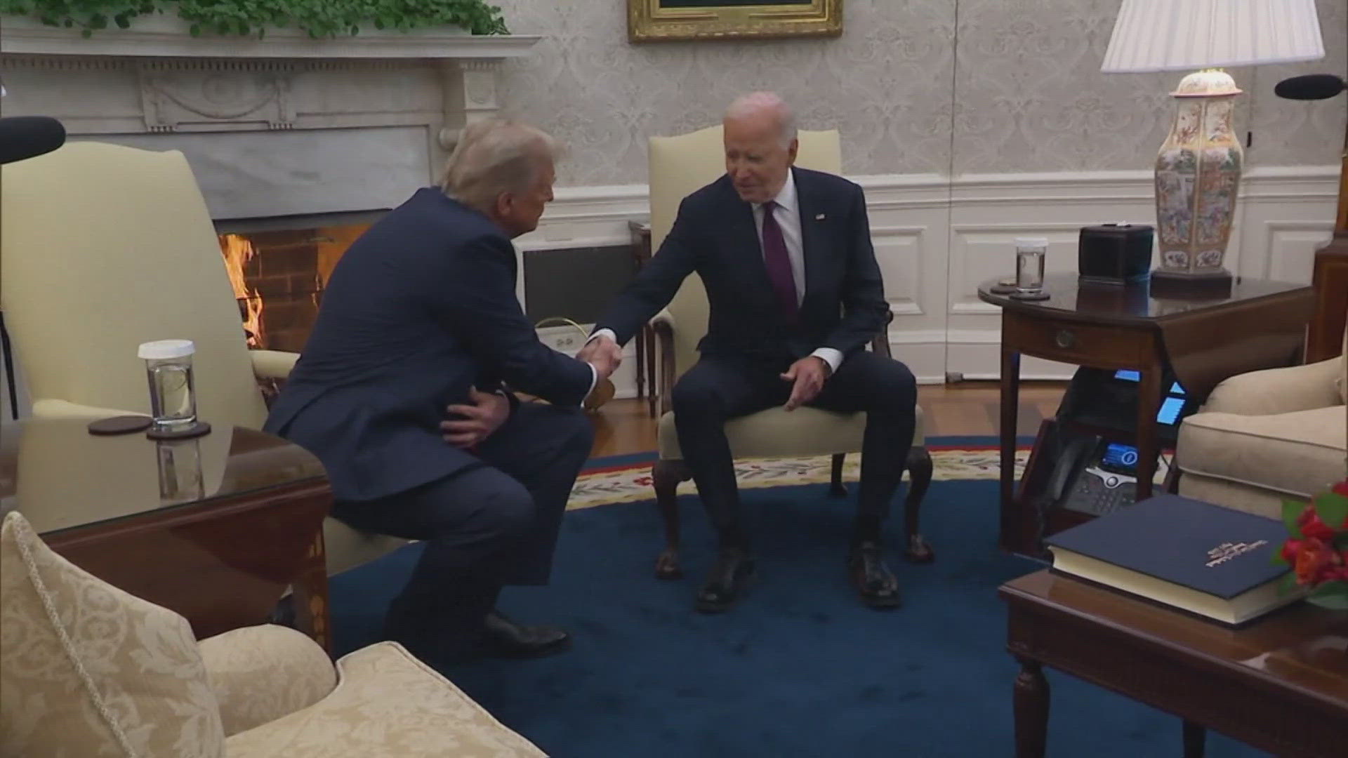 After a brief fireside chat for the cameras, Donald Trump and Joe Biden met behind closed doors for nearly two hours.