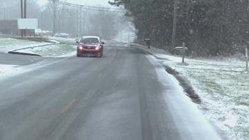 Snow in Taylor County just after flakes started falling, sticking around
