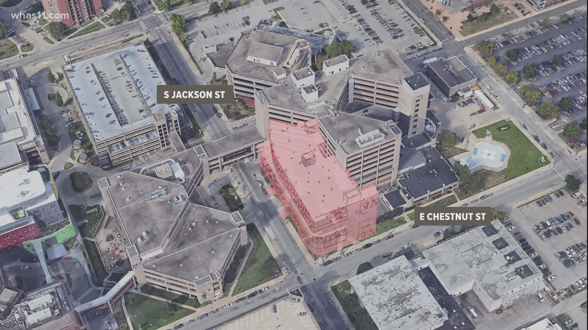 The hospital started construction on a planned seven-story tower that includes more beds for patient privacy. It's expected to open in spring 2024.