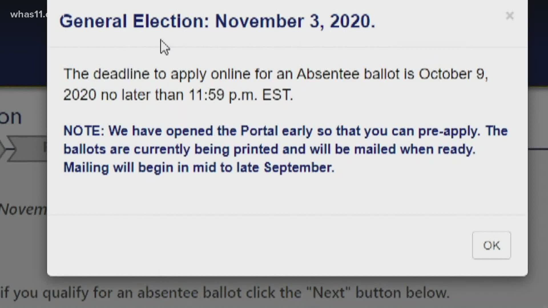 Kentucky voters absentee ballot request portal open