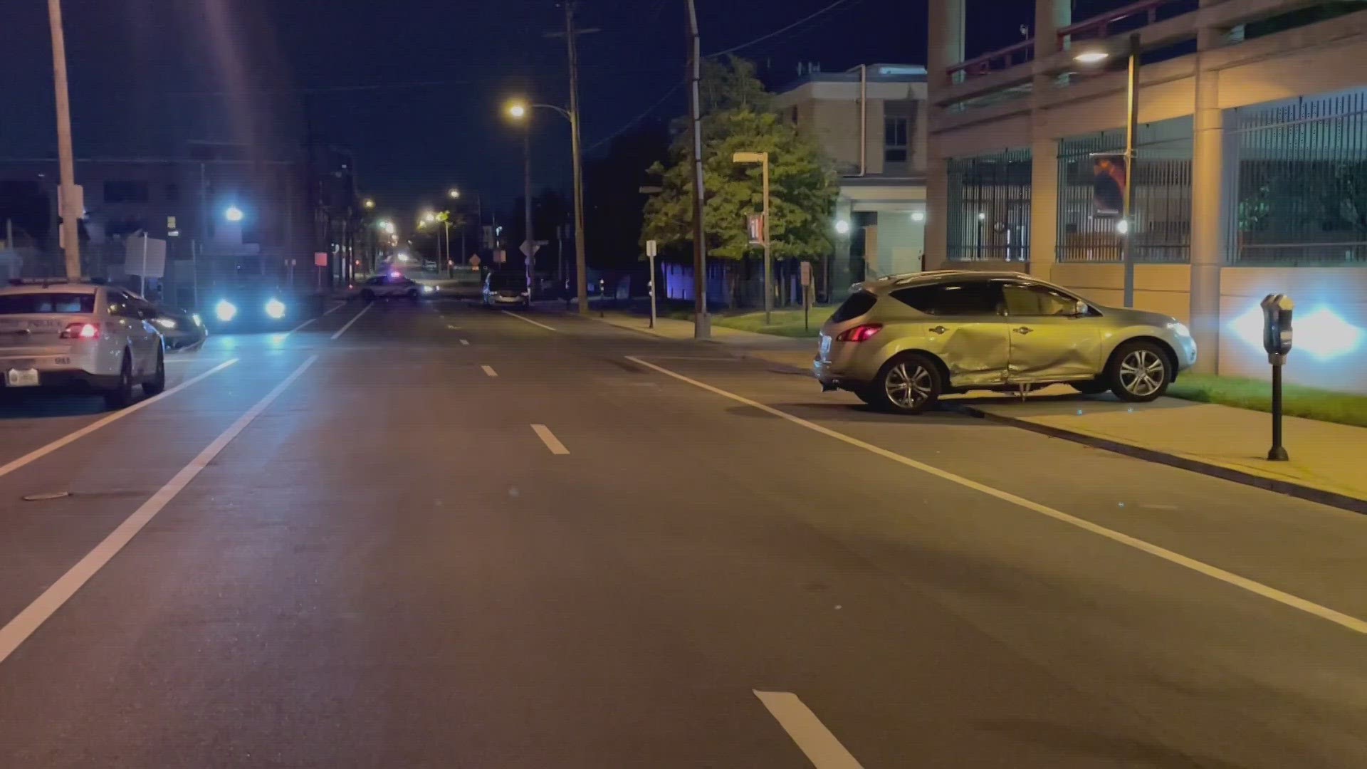 An LMPD marked cruiser and another car crashed into each other near the S. Jackson St. and E. Chestnut St. intersection on Wednesday morning.