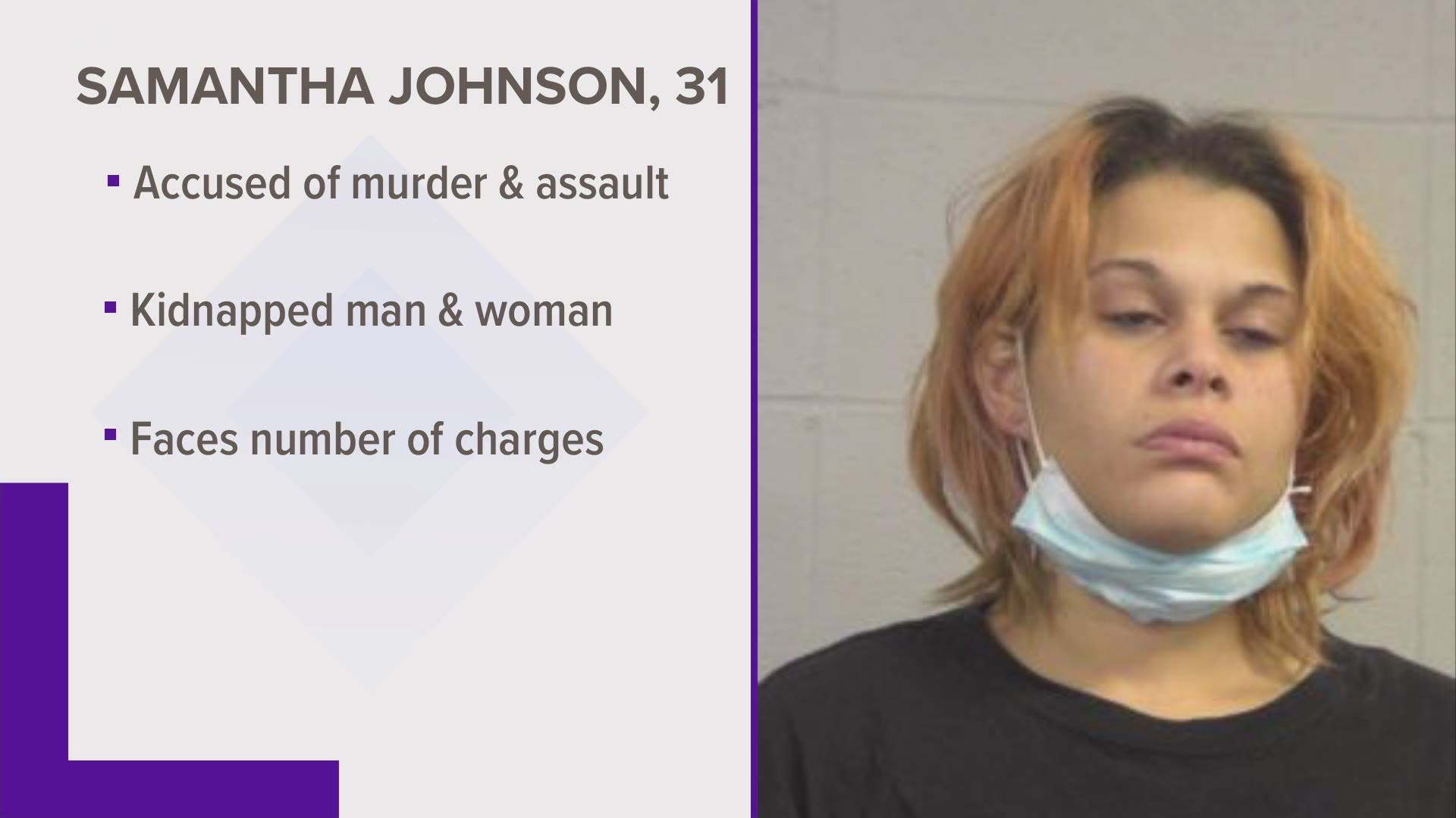 Police said 31-year-old Samantha Leigh Johnson of PRP and an accomplice kidnapped two people, killing one and keeping the other alive for human trafficking.