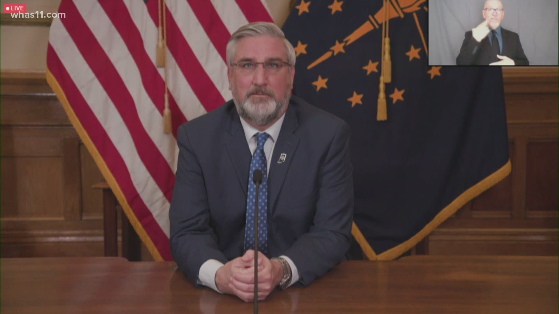 Gov. Eric Holcomb said on April 6, the state will go to a face mask advisory, giving businesses the option to enforce masks.