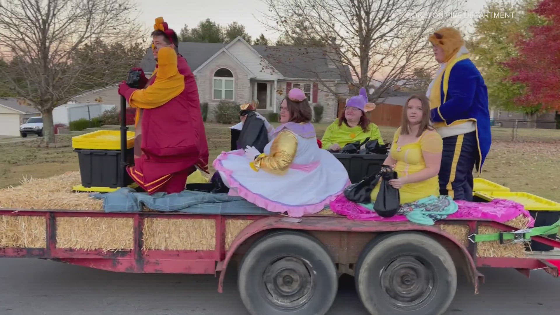 For the fifth Halloween in a row, Zoneton Fire is driving through neighborhoods to distribute candy to children.