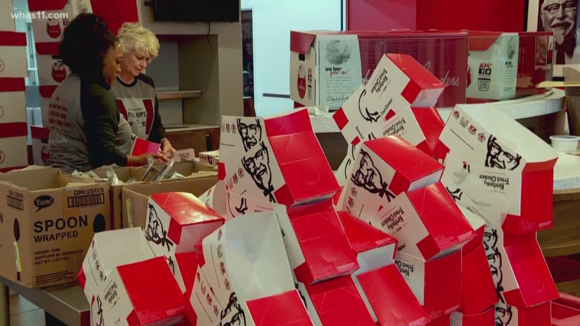 Dozens of KFC employees are getting their hands dirty. They spent the day volunteering to help those who are hungry.